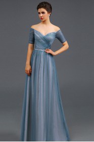 Sheath / Column Off-the-shoulder Tulle Prom / Evening Dress