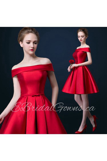 A-line Off-the-shoulder Satin Short / Mini Prom / Evening Dress