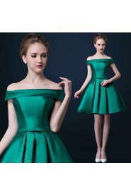 A-line Off-the-shoulder Satin Short / Mini Prom / Evening Dress