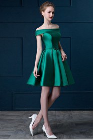 A-line Off-the-shoulder Satin Short / Mini Prom / Evening Dress