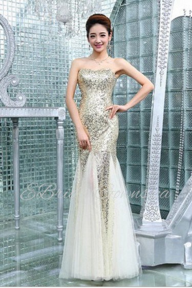 Trumpet / Mermaid Strapless Lace,Satin Prom / Evening Dress