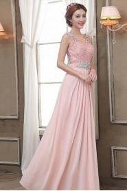 Sheath / Column V-neck Chiffon,Lace Prom / Evening Dress