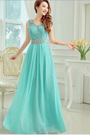 Sheath / Column V-neck Chiffon,Lace Prom / Evening Dress