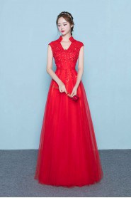 A-line High Neck Prom / Evening Dress