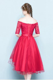 A-line Off-the-shoulder Knee-length Prom / Evening Dress