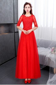 A-line Scoop Ankle-length Prom / Evening Dress