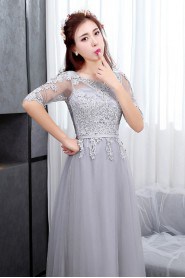 A-line Scoop Ankle-length Prom / Evening Dress