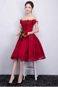 A-line Off-the-shoulder Knee-length Prom / Evening Dress