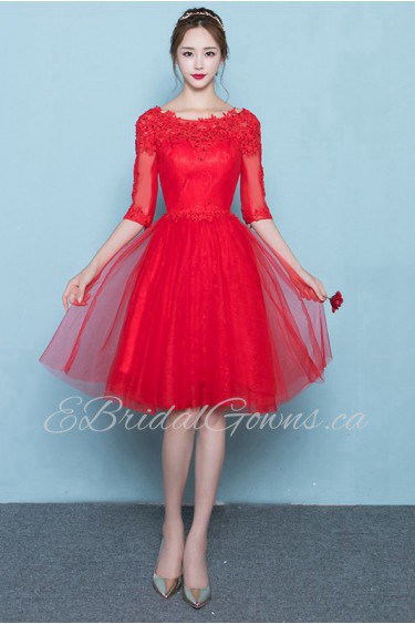 A-line Scoop Knee-length Prom / Evening Dress