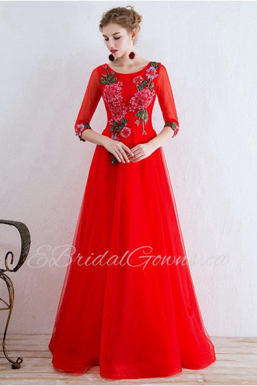 A-line Scoop Prom / Evening Dress