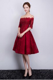 A-line Off-the-shoulder Knee-length Prom / Evening Dress