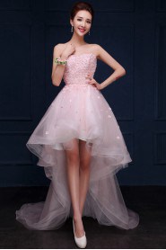 A-line Strapless Tulle Knee-length Prom / Evening Dress