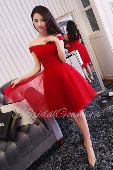 A-line Off-the-shoulder Knee-length Prom / Evening Dress