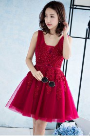 A-line Square Short / Mini Prom / Evening Dress