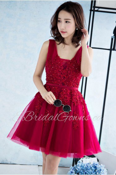 A-line Square Short / Mini Prom / Evening Dress