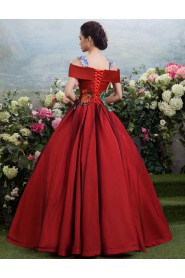 Ball Gown Off-the-shoulder Satin Prom / Evening Dress