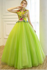 Ball Gown High Neck Tulle Prom / Evening Dress