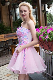 Ball Gown Strapless Tulle Short / Mini Prom / Evening Dress