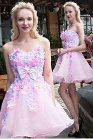 Ball Gown Strapless Tulle Short / Mini Prom / Evening Dress