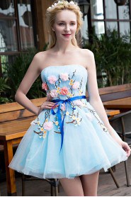 Ball Gown Strapless Tulle Short / Mini Prom / Evening Dress