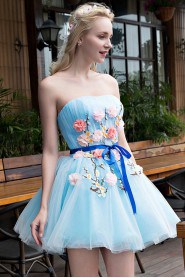 Ball Gown Strapless Tulle Short / Mini Prom / Evening Dress