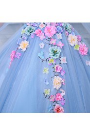 Ball Gown V-neck Tulle Prom / Evening Dress