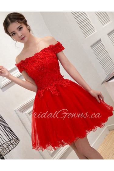 Ball Gown Off-the-shoulder Lace Short / Mini Prom / Evening Dress