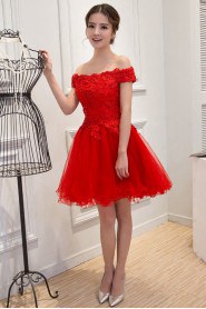 Ball Gown Off-the-shoulder Lace Short / Mini Prom / Evening Dress