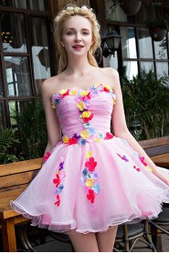 Ball Gown Strapless Tulle Short / Mini Quinceanera Dress