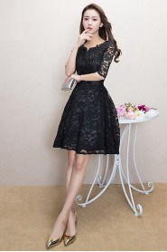 A-line V-neck Short / Mini Prom / Evening Dress