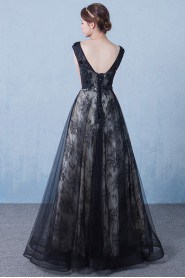 A-line Scoop Floor-length Prom / Evening Dress