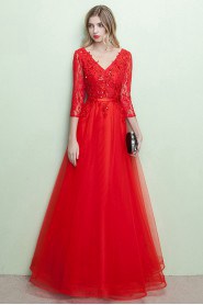 A-line V-neck Prom / Evening Dress