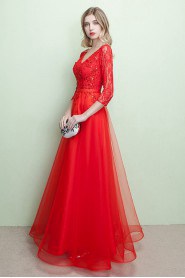 A-line V-neck Prom / Evening Dress