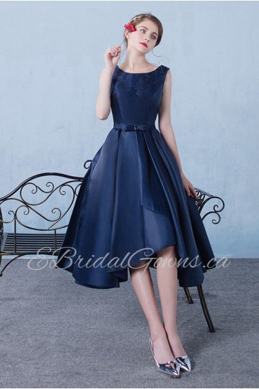 A-line Scoop Tea-length Prom / Evening Dress