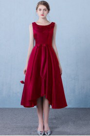 A-line Scoop Tea-length Prom / Evening Dress