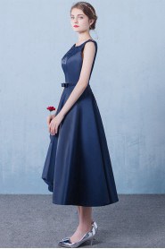 A-line Scoop Tea-length Prom / Evening Dress