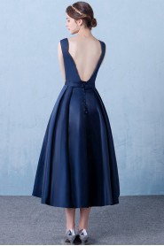 A-line Scoop Tea-length Prom / Evening Dress