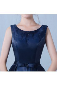 A-line Scoop Tea-length Prom / Evening Dress