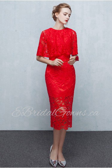 Sheath / Column Scoop Tea-length Prom / Evening Dress