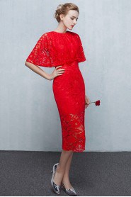 Sheath / Column Scoop Tea-length Prom / Evening Dress