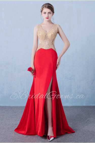 Trumpet / Mermaid V-neck Prom / Evening Dress