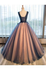 Ball Gown V-neck Evening / Prom Dress with Flower(s)