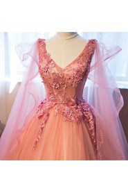 Ball Gown V-neck Evening / Prom Dress with Beading