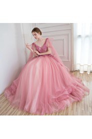 Ball Gown V-neck Evening / Prom Dress with Beading