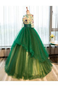 Ball Gown Bateau Evening / Prom Dress with Flower(s)