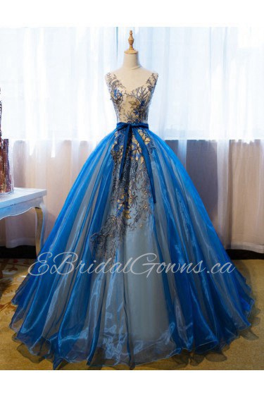 Ball Gown V-neck Evening / Prom Dress with Embroidery