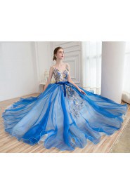 Ball Gown V-neck Evening / Prom Dress with Embroidery