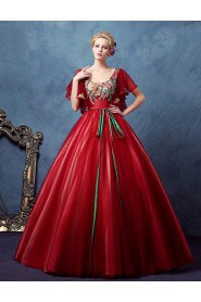 Ball Gown Scoop Tulle Evening / Prom Dress with Embroidery