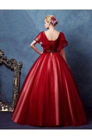 Ball Gown Scoop Tulle Evening / Prom Dress with Embroidery