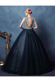Ball Gown Scoop Tulle Evening / Prom Dress with Beading